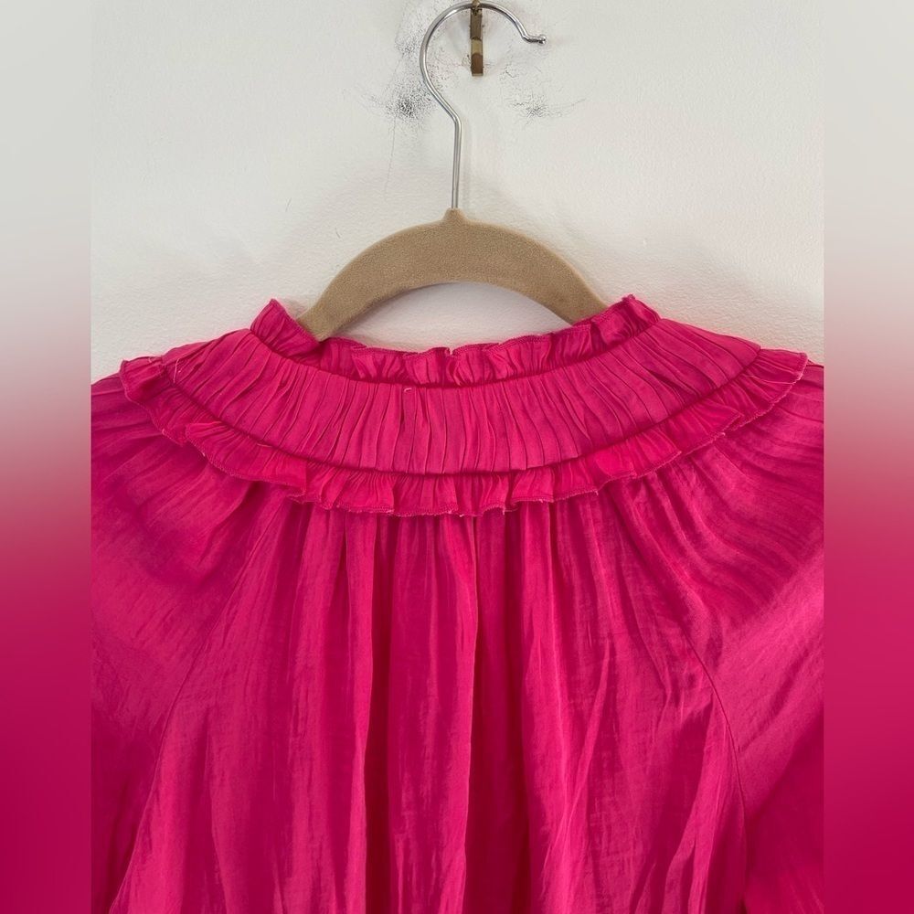 Rachel Zoe Fuchsia blouse with tie neck size XS NWOT - Picture 8 of 8
